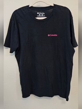 Columbia Black Short-Sleeve T-Shirt with Pink Logo
